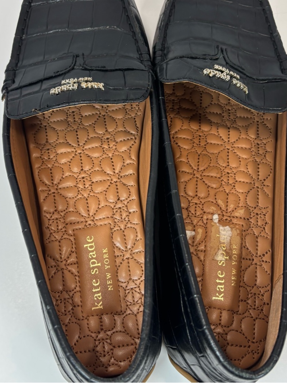 Kate Spade New York Women Loafers Black Croc Embossed Patent Leather Flat 10 B - Picture 6 of 8